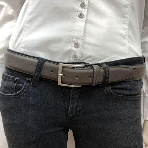 Ремінь шкіряний 414 grigio сірий TONY PEROTTI