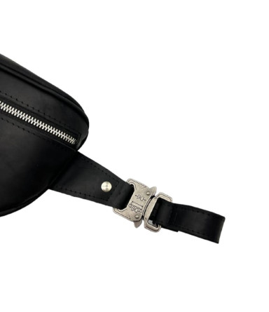 Black Leather Belt Bag Newery N40298KA