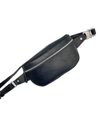 Black Leather Belt Bag Newery N40298KA