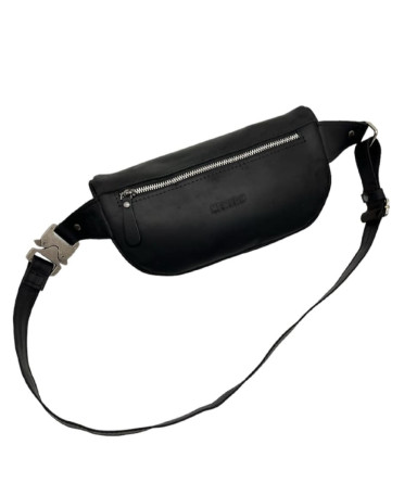 Black Leather Belt Bag Newery N40298KA