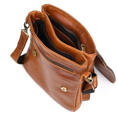 Mens shoulder bag GB-0022-4lx TARWA with 2 compartments nappa leather