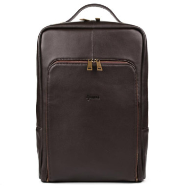 Leather laptop backpack 15 inches GC-1240-4lx in brown color