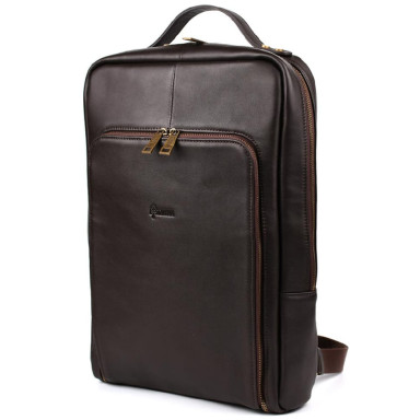 Leather laptop backpack 15 inches GC-1240-4lx in brown color