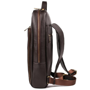 Leather laptop backpack 15 inches GC-1240-4lx in brown color