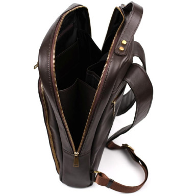 Leather laptop backpack 15 inches GC-1240-4lx in brown color