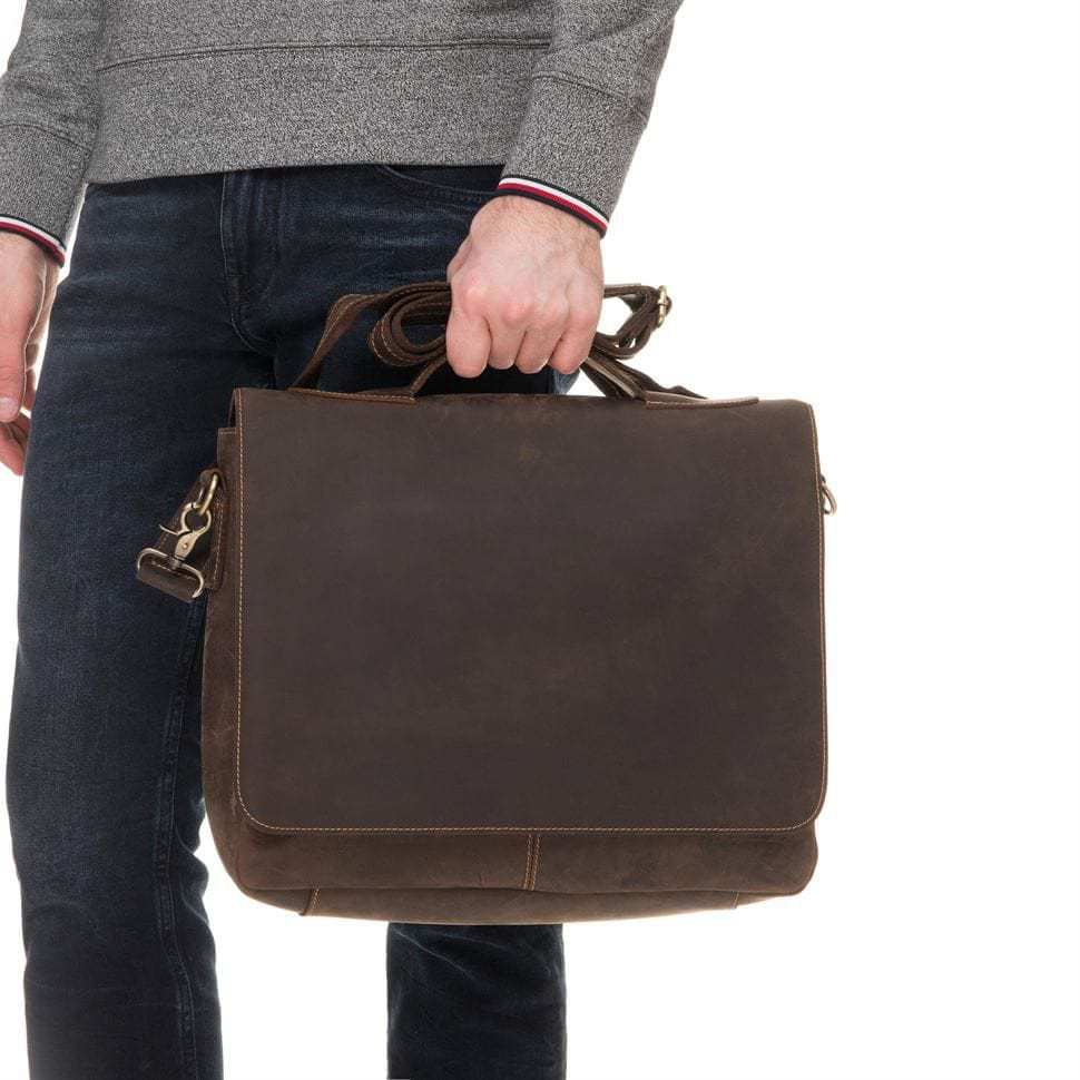 Чоловіча шкіряна плечова сумка для ноутбука 7108R-1