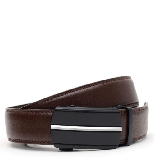 Шкіряний чоловічий ремінь із пряжкою автомат V1GKX39-brown