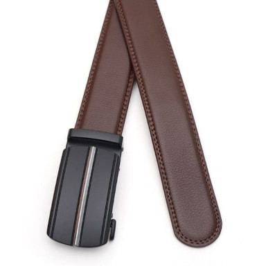 Кожаный мужской ремень с пряжкой автомат V1GKX39-brown
