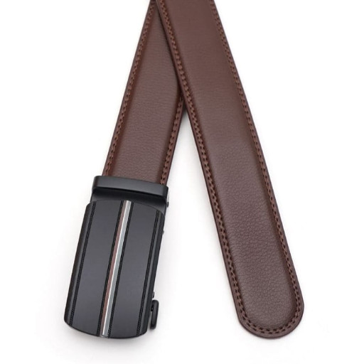 Шкіряний чоловічий ремінь із пряжкою автомат V1GKX39-brown