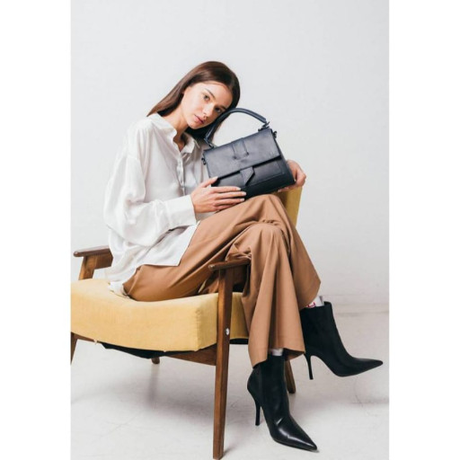 Жіноча шкіряна сумка Ester темно-синя вінтажна