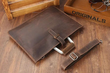 Чоловіча шкіряна папка-портфель із металевими ручками tid14121С Tiding