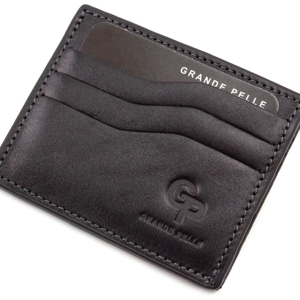 Кардхолдер Grande Pelle 305610 100х80мм чорна глянцева шкіра