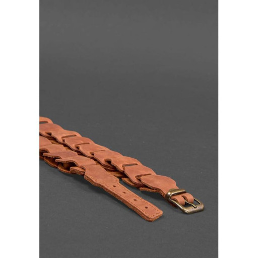 Жіночий шкіряний бохо-ремінь світло-коричневий