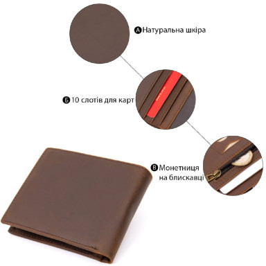 Портмоне унисекс матовое Vintage 20445 Темно-коричневое