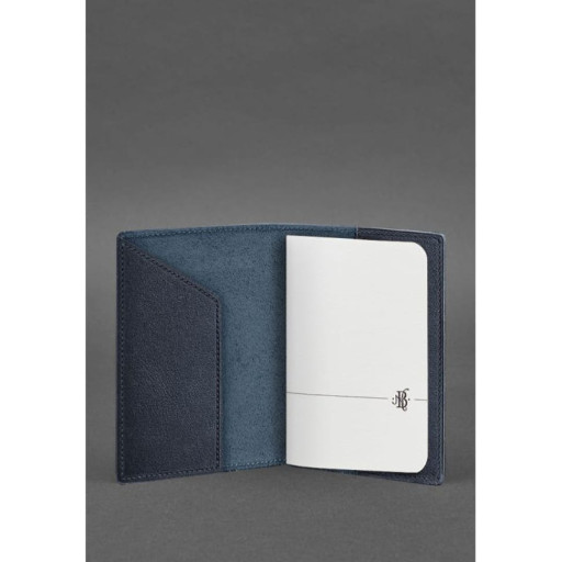 Шкіряна обкладинка для паспорта з карткою України синій краст