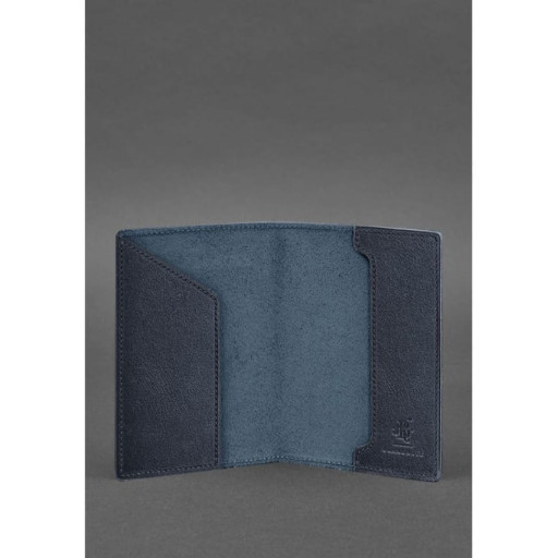 Шкіряна обкладинка для паспорта з карткою України синій краст