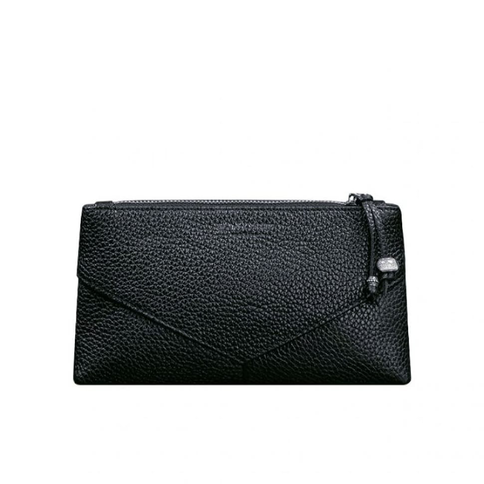 Шкіряна жіноча косметичка Темно-синя