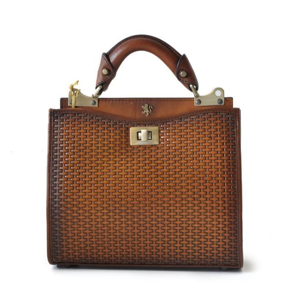 Pratesi TMA150/26 - Lady Bag Anna Maria Luisa de' Medici Small in cow leather Intreccio Brown