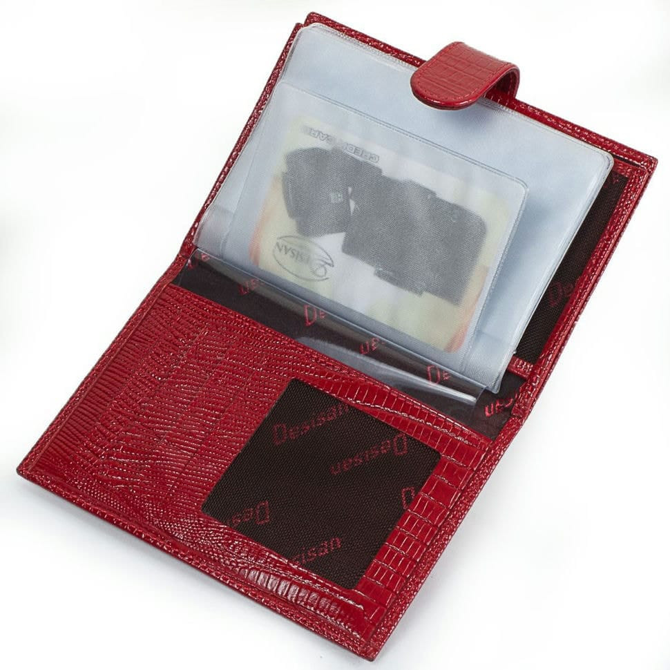 Обкладинка авто+паспорт шкіряна Desisan 102-131 червоний лазер