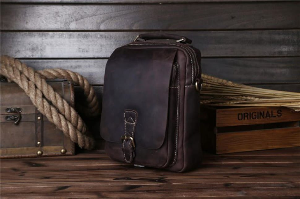 Чоловіча шкіряна сумка через плече, колір коричневий, Bexhill bx035bl