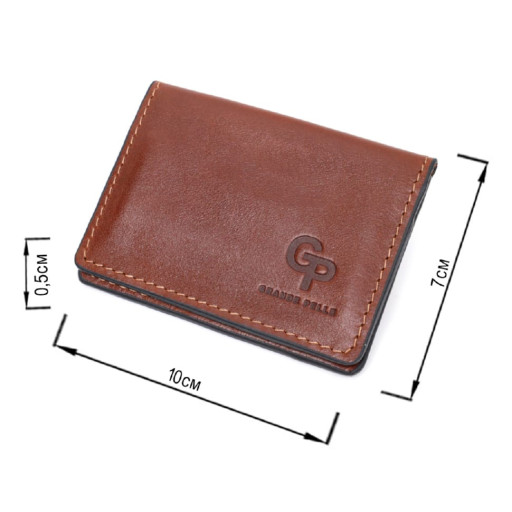 Шкіряна невелика візитниця GRANDE PELLE 11632 Коричневий