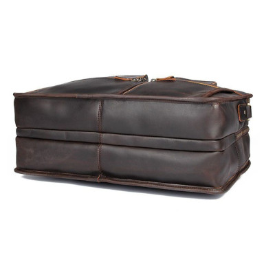 Large laptop bag 15 17 19 inch in crazy horse leather John McDee 7387R-1