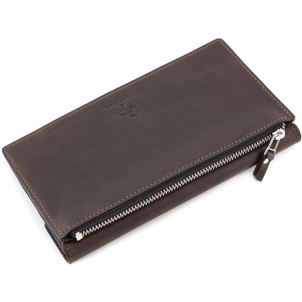 Портмоне шкіряне Elegante, шоколад матовий Grande Pelle 514120