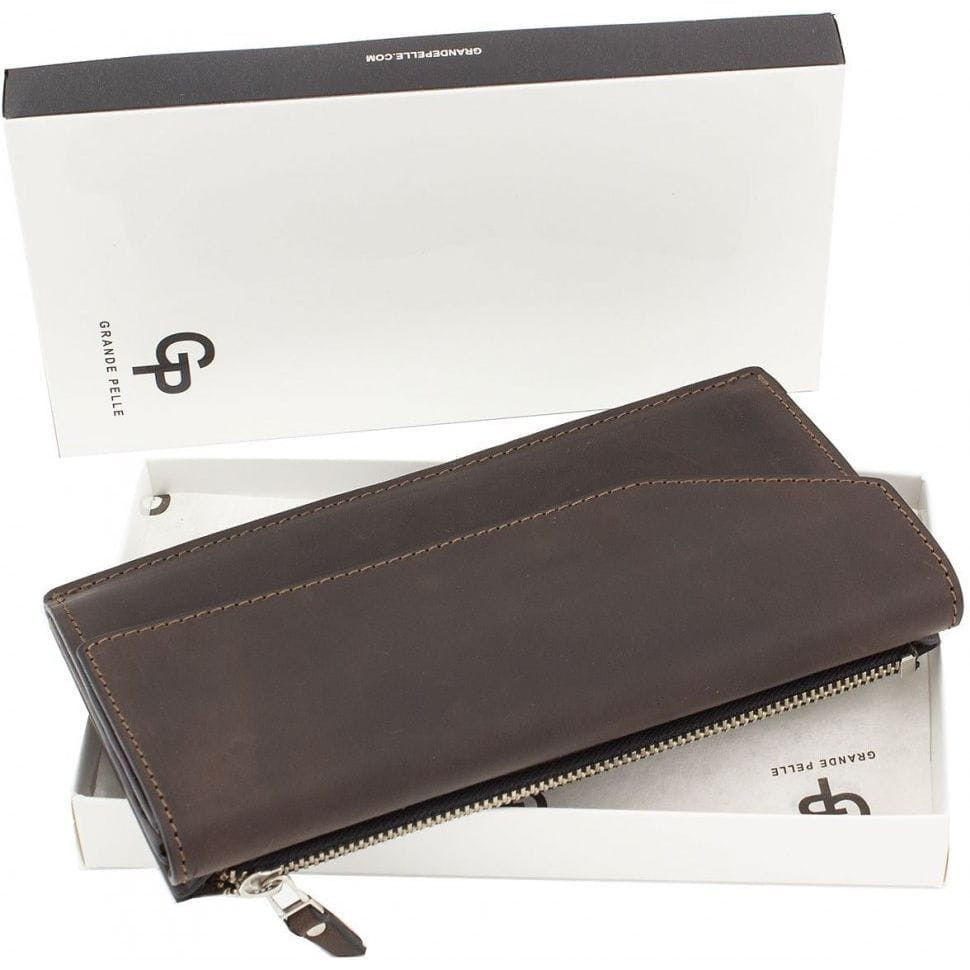 Портмоне шкіряне Elegante, шоколад матовий Grande Pelle 514120