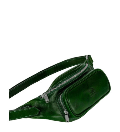 Womens Leather Sling Bag Belly Bag - Independent People -  Green color -  Time Resistance 5231601W