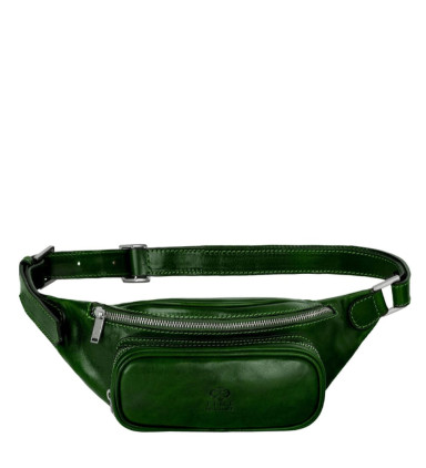Womens Leather Sling Bag Belly Bag - Independent People -  Green color -  Time Resistance 5231601W