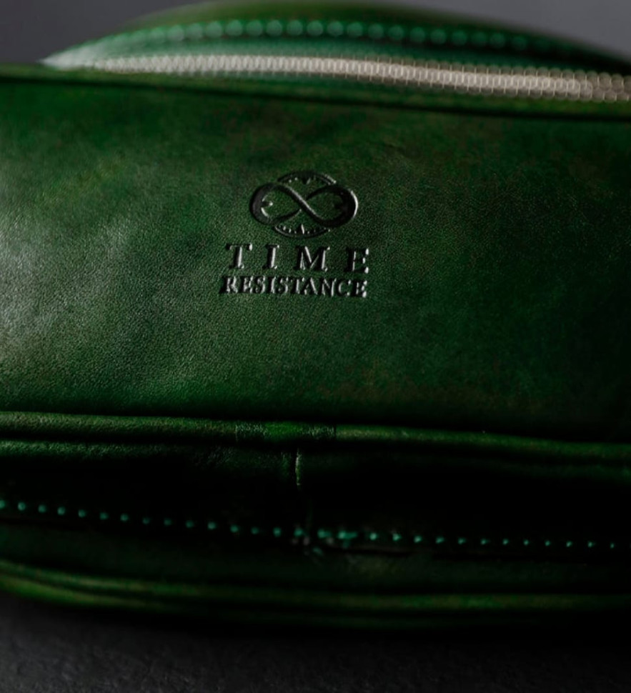 Womens Leather Sling Bag Belly Bag - Independent People -  Green color -  Time Resistance 5231601W