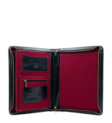 Womens Leather A4 Documents Folder Organizer - Candide -  Black color -  Time Resistance 5198301W