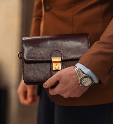 Leather Clutch Purse - The Maltese Falcon - Brown color - Time Resistance 5239001