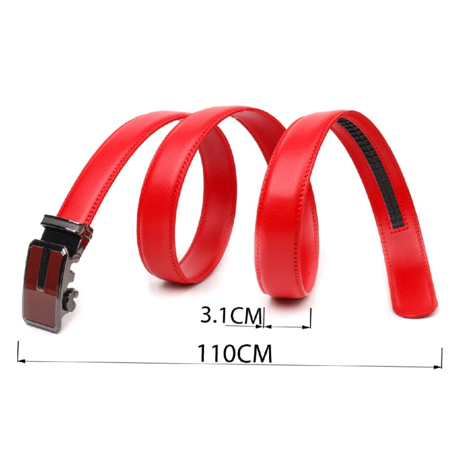 Брючний ремінь із пряжкою-автомат із натуральної шкіри Vintage 20220 Червоний