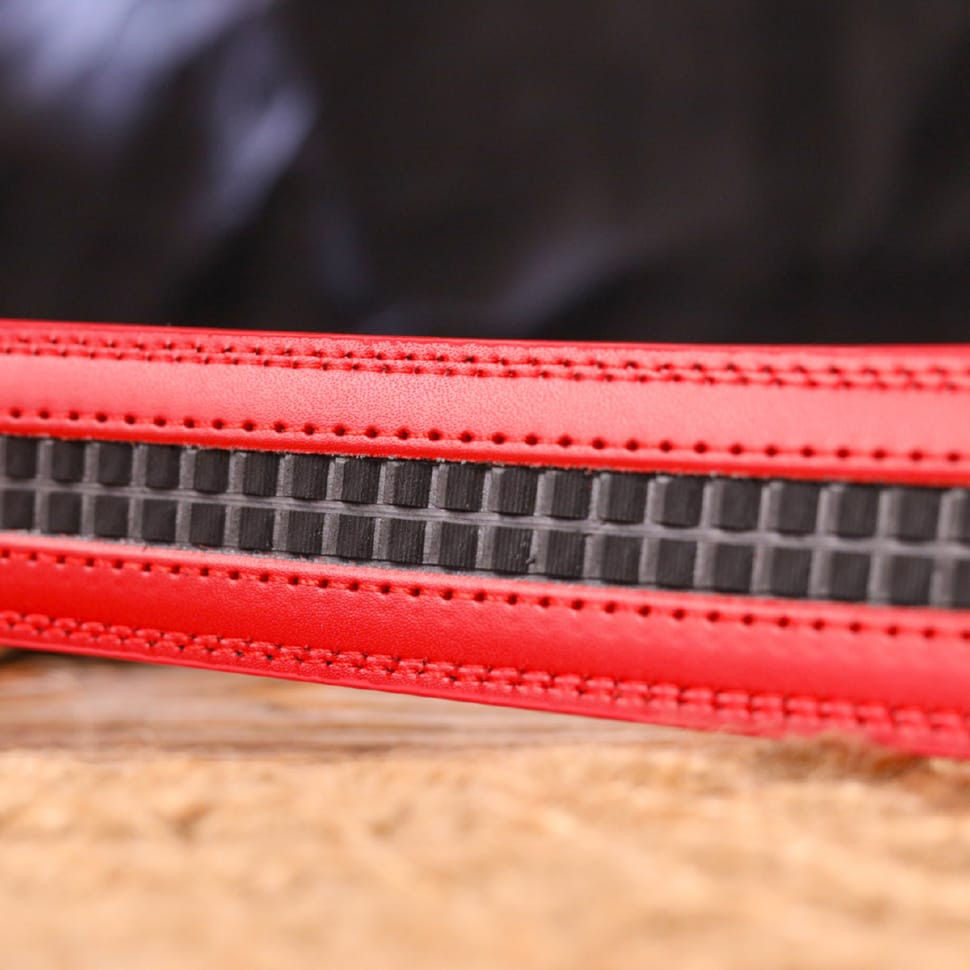 Брючний ремінь із пряжкою-автомат із натуральної шкіри Vintage 20220 Червоний