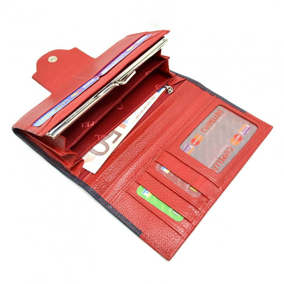 Гаманець жіночий шкіряний CANPEL 2033-241 dm синьо-червоний флотар