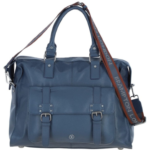 Шкіряна дорожня сумка Brampton London Weekender Navy (Синій)