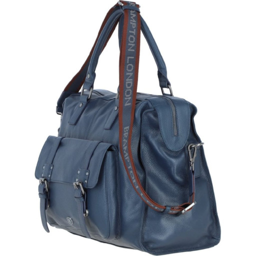 Шкіряна дорожня сумка Brampton London Weekender Navy (Синій)