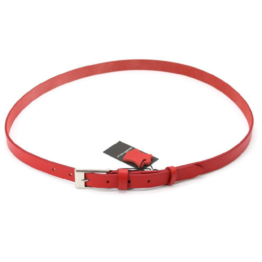 Ремінь жіночий тонкий Grande Pelle 26030030033 в червоному кольорі.
