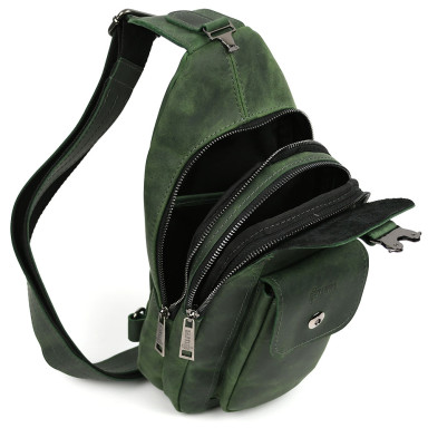 Fashionable backpack sling on one harness green TARWA RE-4007-3md