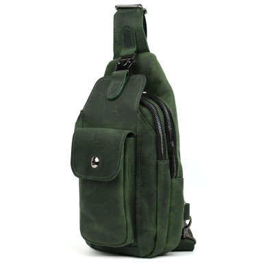 Fashionable backpack sling on one harness green TARWA RE-4007-3md