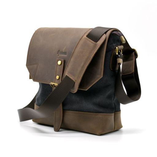 Чоловіча сумка-меседжер комбінована зі шкіри та парусини канвас RG-1307-4lx бренду TARWA