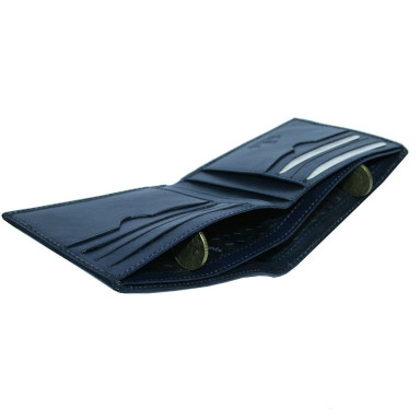 Leather wallet Viasorte 537 navy blue