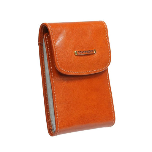 Leather credit card holder Topkapi 1703 mandarino tangerine