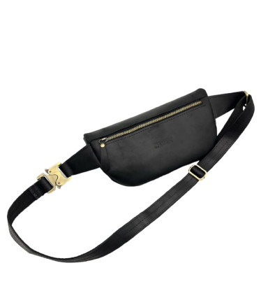 Black Genuine Vintage Leather Belt Bag Newery N40290KA
