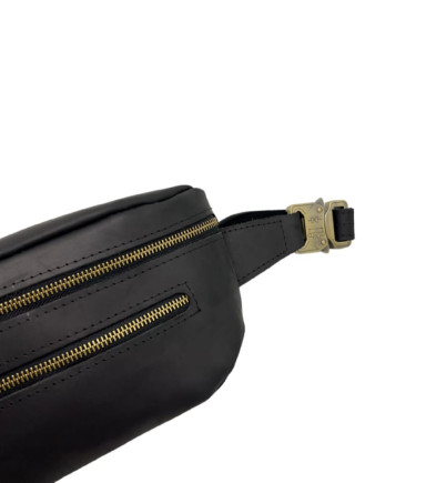 Black Genuine Vintage Leather Belt Bag Newery N40290KA