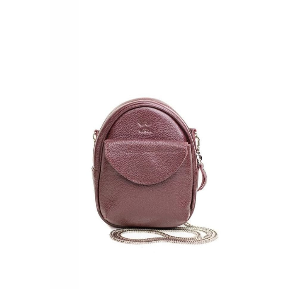 Шкіряна жіноча міні-сумка Kroha марсала флотар