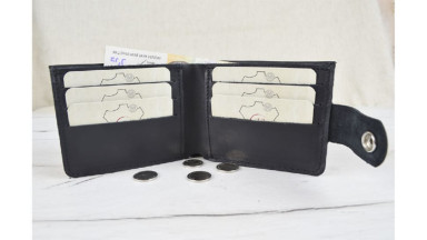Кожаный кошелек портмоне BGS 9*12см черный BGS3123