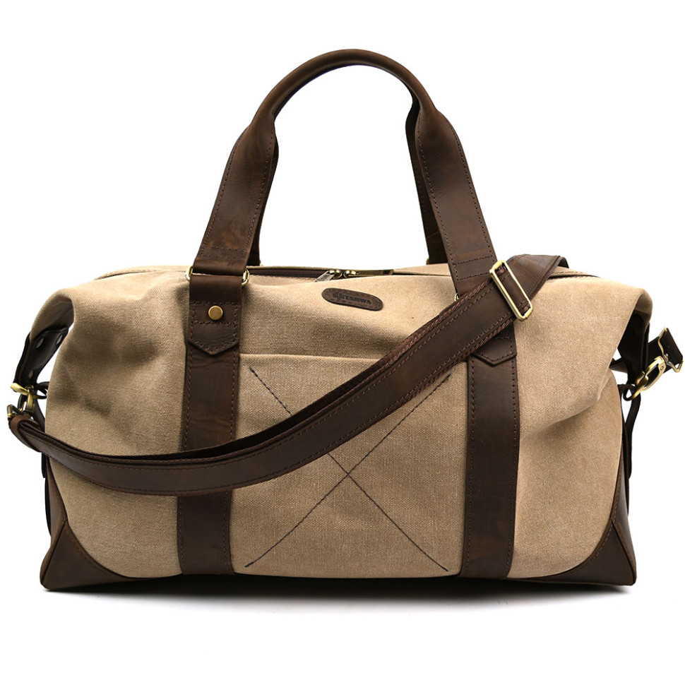 TARWA RCs-0320-4lx travel sports bag made of sand canvas and crazy horse leather