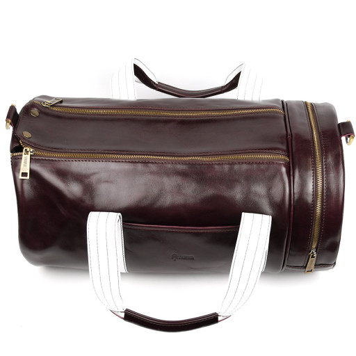 Спортивна шкіряна сумка люкс класу TARWA GBur-5565-4lx бургунді